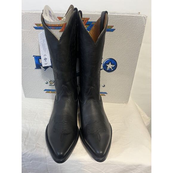 Men's Cowboy Classic Leather Boots Rodeo Bravo Black Piel Grasso Size 6 - Picture 3 of 7